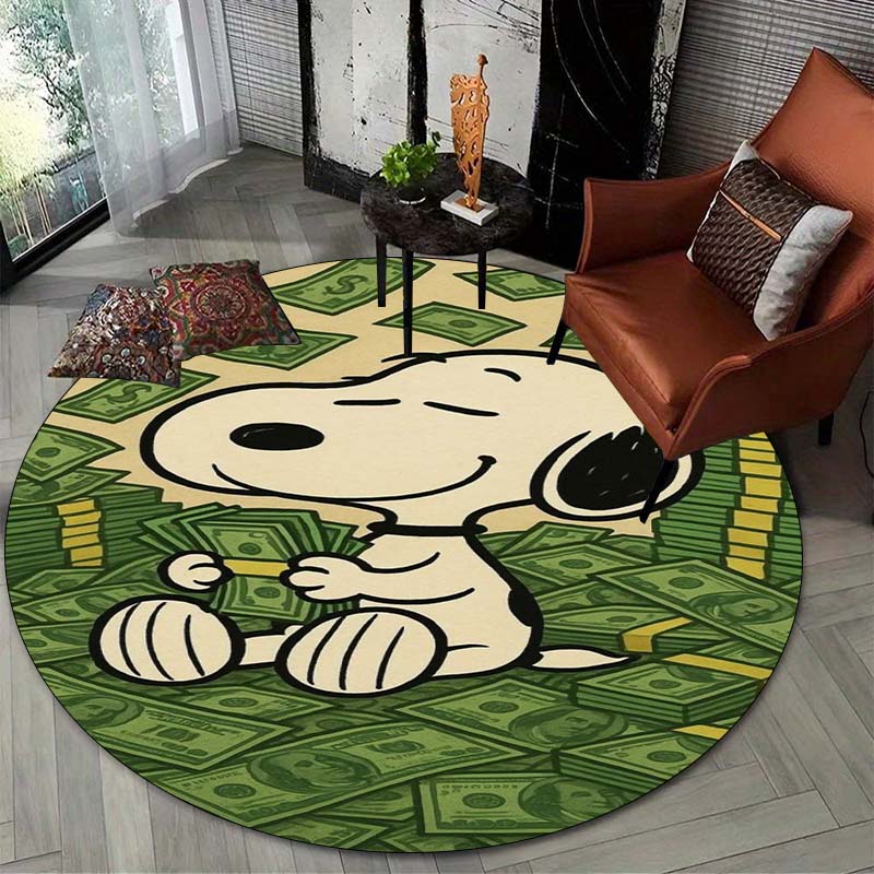 Lucky Red Rose Printed Round Carpet Anti Slip and Easy To Clean Ideal Carpet for Home or Vacation Homes Durable and Affordable