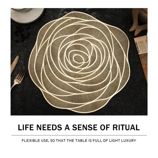 Rose Placemat Anti-scald Heat-Resistant Non-slip Waterproof Heat Insulation PVC Dishwasher Safe Dining Table Decoration