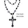 Fashionable Cross Pendant Necklace Pearls Beaded Chain Hiphop Collarbone Chain