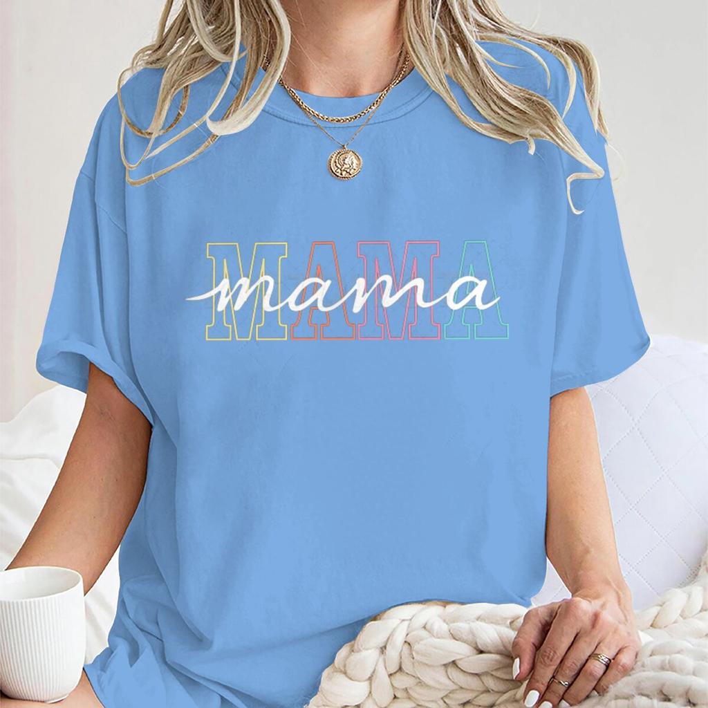 Hot Sales Mother's Day Gift T-shirts for Women Retro "MAMA" Graphic Print Graphic T Shirts Funny Gift for Mama Short Sleeve Tee