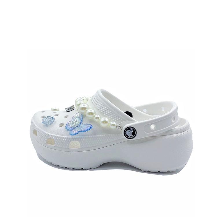 Crocs Baya Platform Clog Butterfly Love Flower Girly School Style Beach EVA Hole Shoes Unisex White