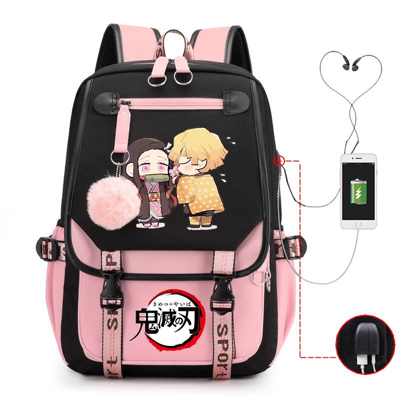 Ghost Annihilation Blade Grade 3-6 Junior High School Student High School Student School Bag Strap USB Multifunctional Backpack
