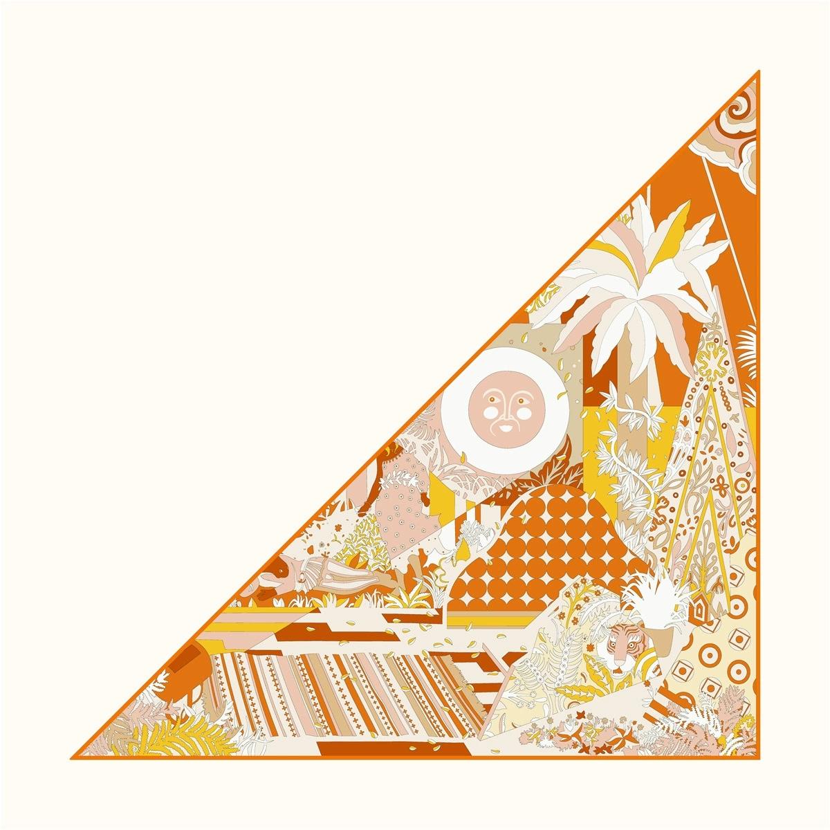 

New Women Autumn Triangle Twill Scarf Shawl Hijabs Luxury Sun and Plant Printing Bandana Foulard Neckerchief For Ladies 130x85cm