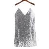 Deep V Neck Autumn Silver Sequined Backless Sexy Dress Women Off Shoulder Mini Dress Christmas Party Club Strap Dresses