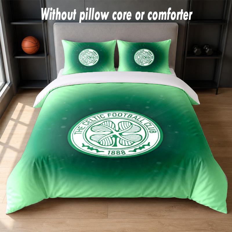 Celtic FC Design Bed Bedding Set 1 Duvet Cover + 2 Pillowcases Soft Breathable Household Bed Linens