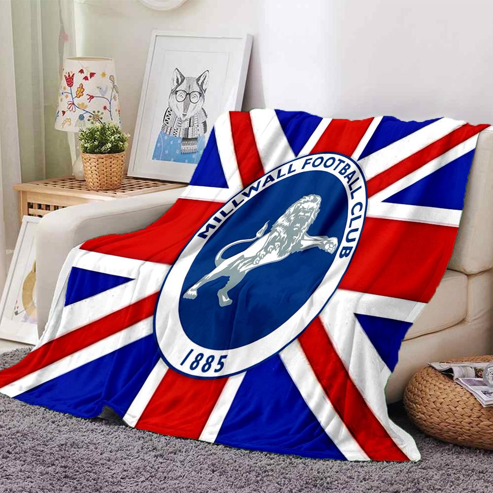 Millwall Fc Crest Design Flannel Blanket, Soft Polyester, Modern Design, All-Season for Camping, Travel, Gifts for holidays or birthdays
