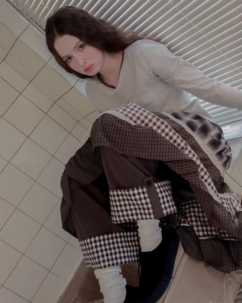 FAZED Check Folding Fleece Pants_Cocoa