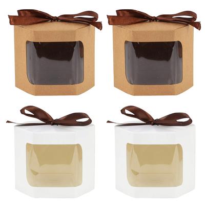 10Pcs Kraft Paper Candy Gift Box with Window Ropes Cake Chocolate Packaging Boxes Wedding Favors Birthday Party Supplies