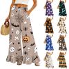 Women's Wide Leg Pants with Pockets High Waist Drawstring Loose Fit Casual Long Trousers Floral Print Ruffle Hem