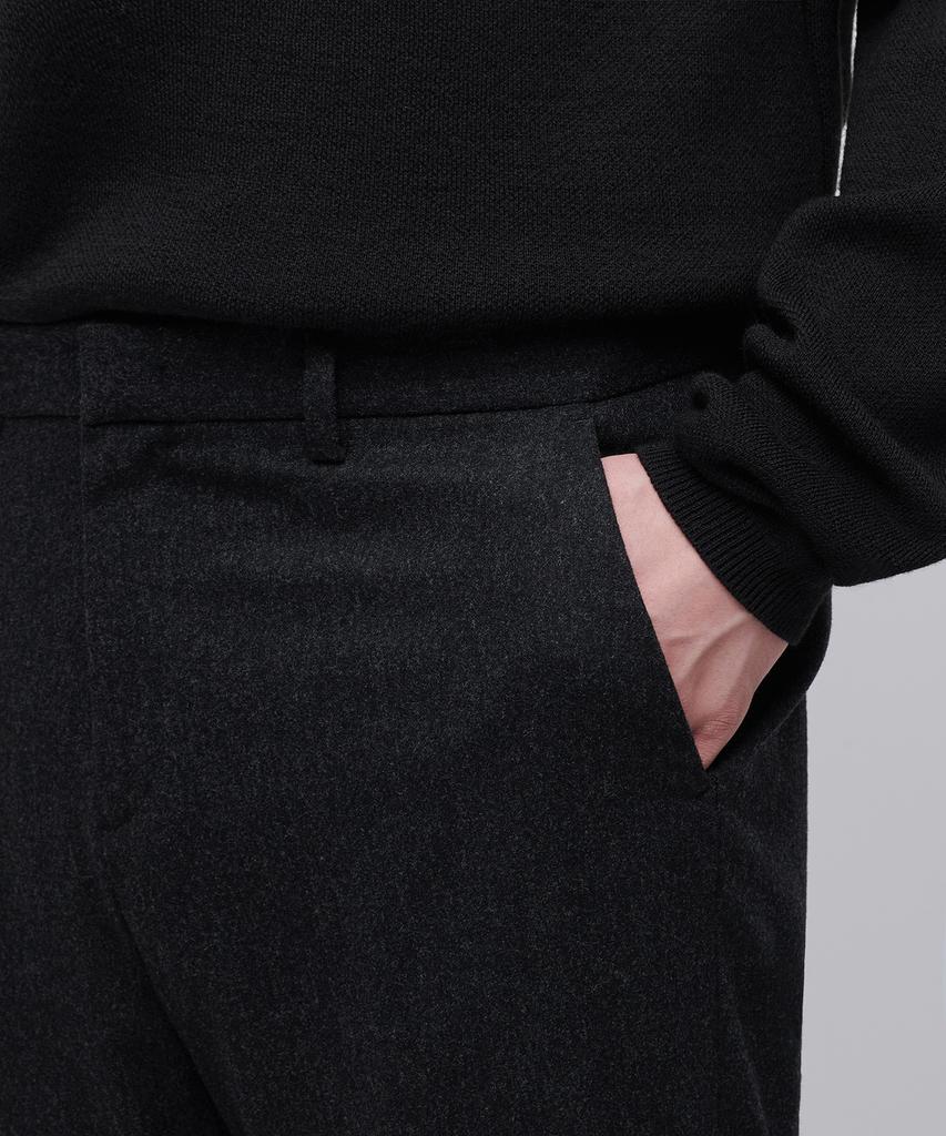 MUSINSA STANDARD Wool Flannel Wide Slacks [Charcoal Gray]
