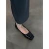 Sheepskin Version~ Black Retro Thin Leather Comfortable Commuting Flat Shoes Women's Minimalist Square Head One Pedal Small Single Shoes