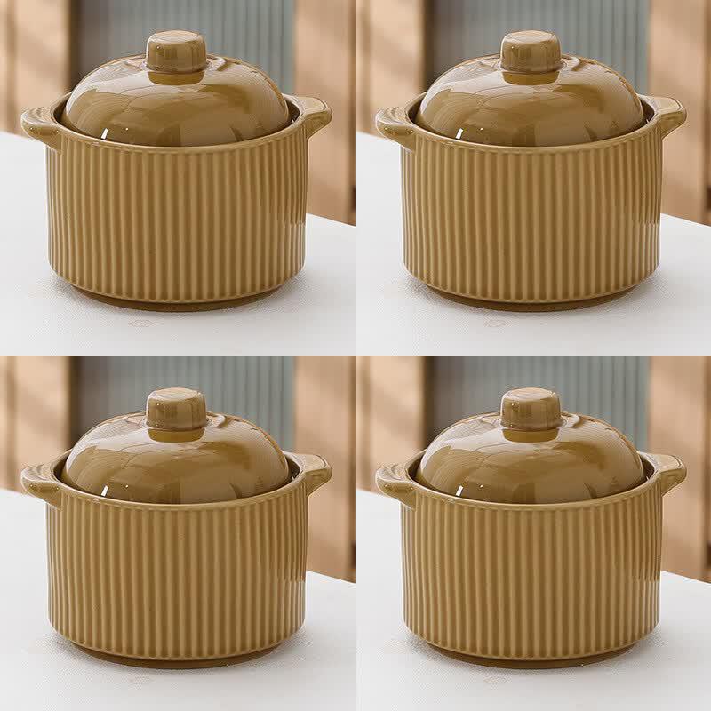 Household Ceramic Double Boiler Stew Pot Set