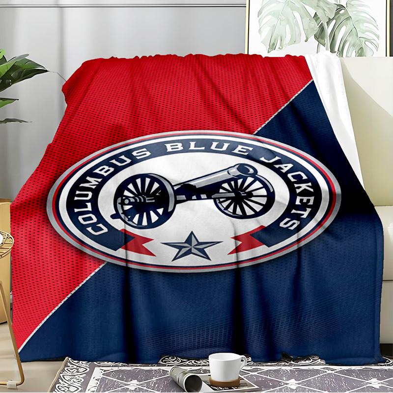 Columbus Blue Jackets Logo Blanket Flannel Throw for Sofa, Indoor, Camping, Living Room, Office, Chair, And Bed Soft Birthday Gift