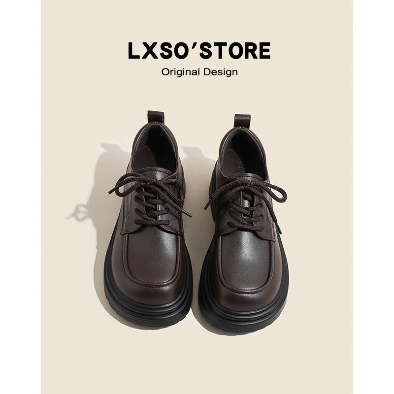 Black small leather shoes women's British style 2025 summer new leather versatile comfortable soft-soled single shoes platform loafers