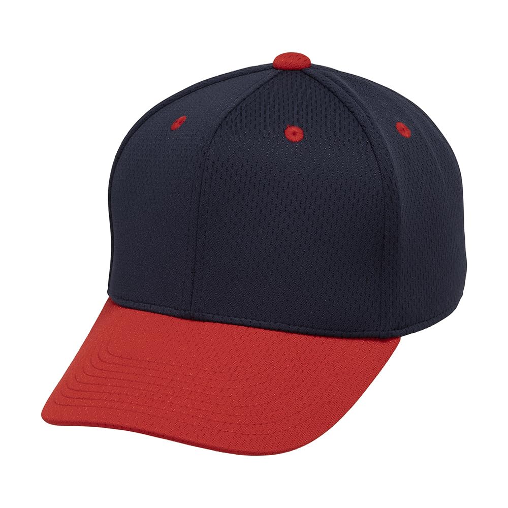 Mizuno 70 Navy x Red Baseball/Softball Cap, All-Mesh, Hexagonal, 12JWBB03,