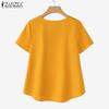 ZANZEA Women Summer Round Neck Solid Color Casual Short Sleeve Blouse