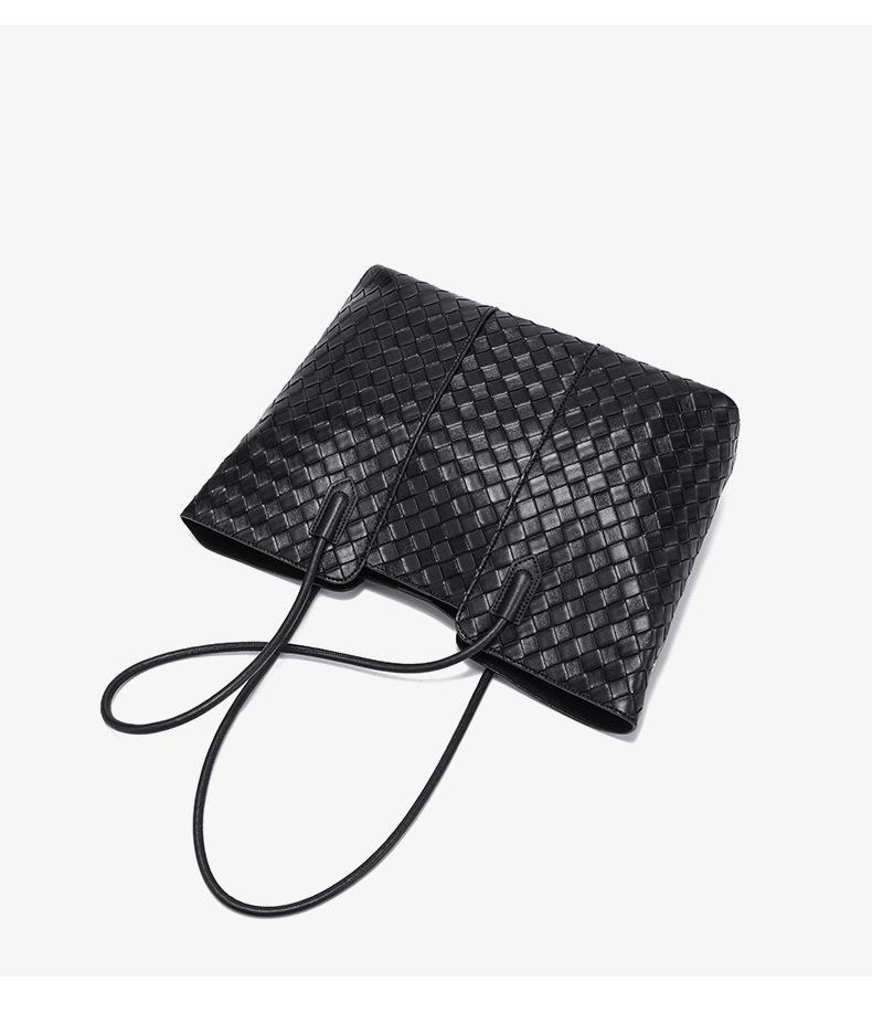 High-End Genuine Leather Women's Woven Tote Bag - Large Capacity, Versatile Cowhide Handbag