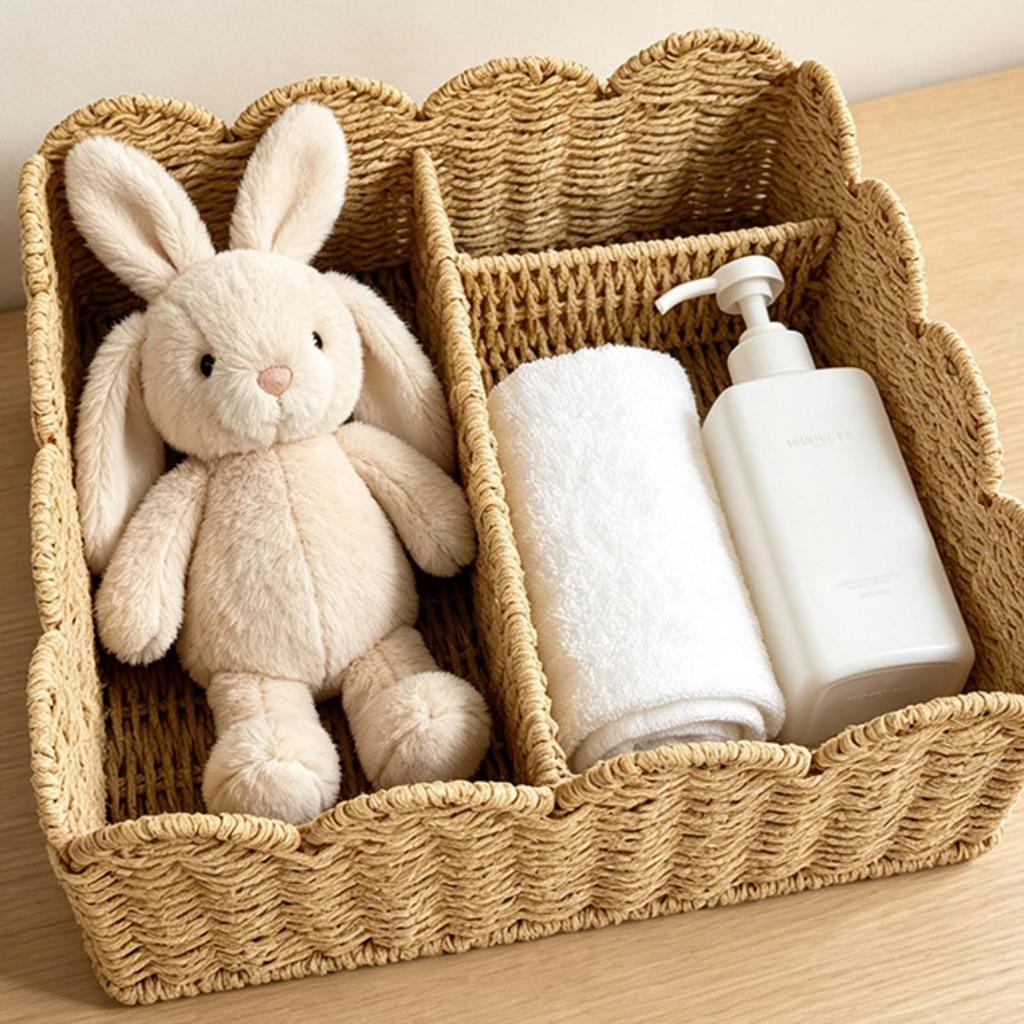 Divided Storage Basket Natural with Interior Organized for Shelf