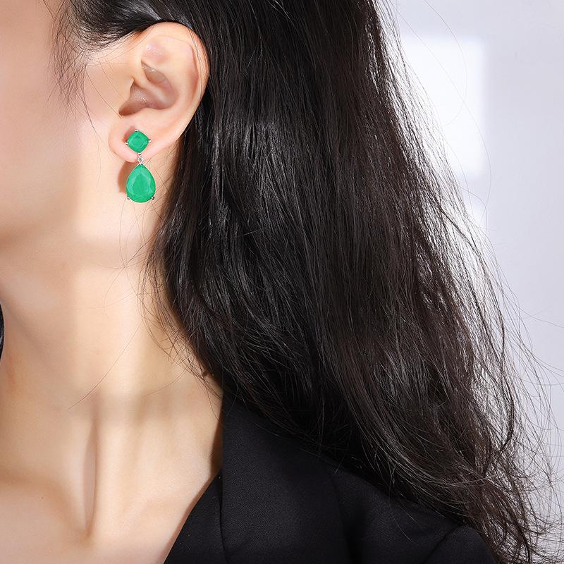 Emerald Paraiba Blue Dangle Earrings for Women - Simple and Stylish Jewelry