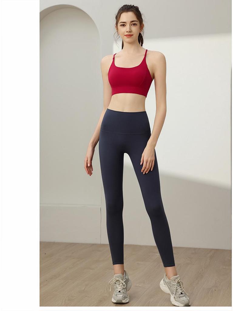 Women's Quick-Dry Thin Strap Shockproof Yoga Sports Bra with Fixed Cups and Stylish Back