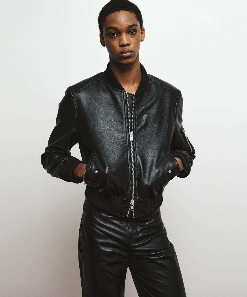Noirer Cow Leather Ma-1 Blouson (Black)