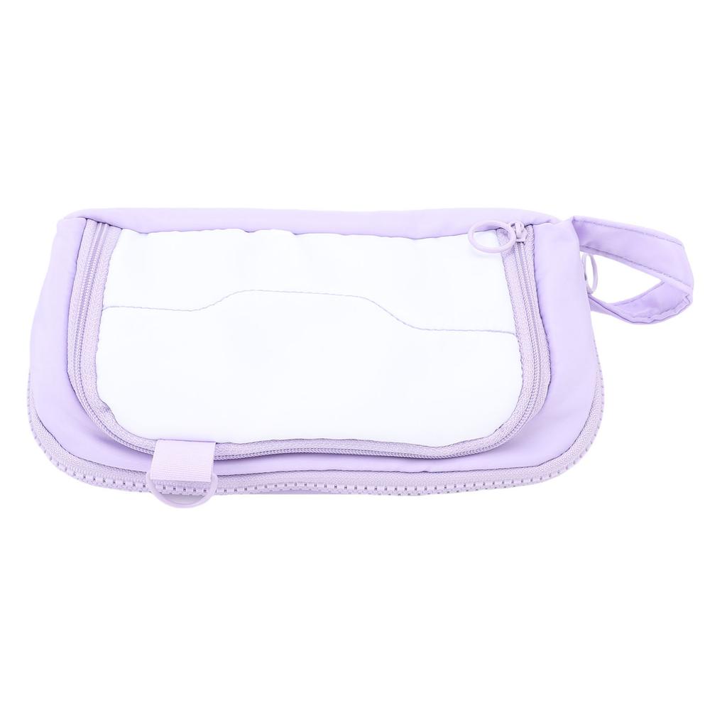 Pen Bag Large Capacity Students Handheld Portable 3 Compartments Travel Storage Organizer Purple