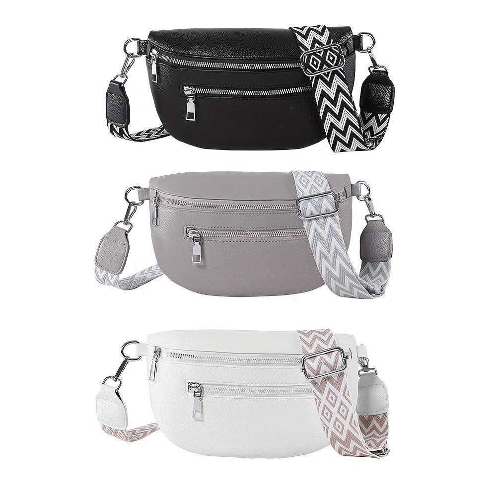 Women Retro Belt Bag Casual Bum Bag with Multi Pockets Polyester Lining Zipper Closure Solid Color Chest Bags for Travel Outdoor