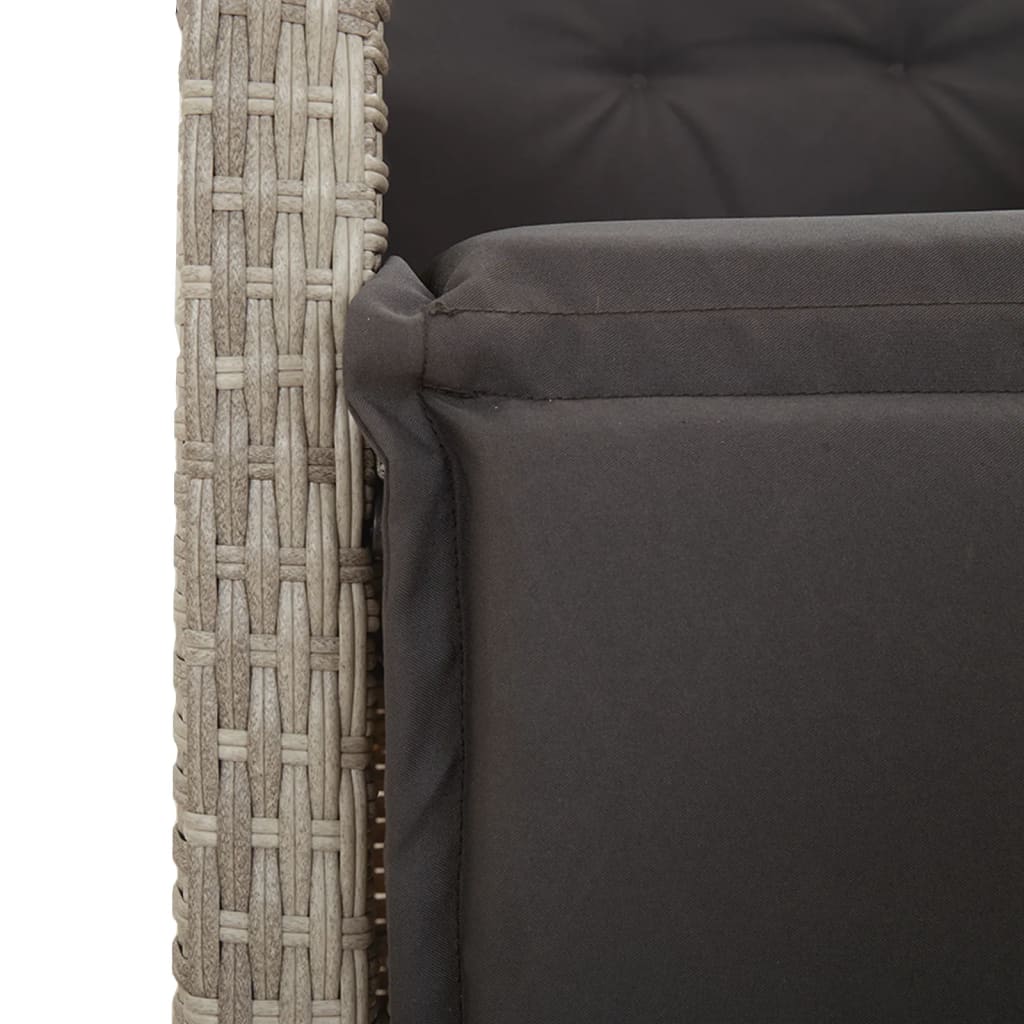 Adjustable Garden Armchair with Footrest Light Grey Poly Rattan