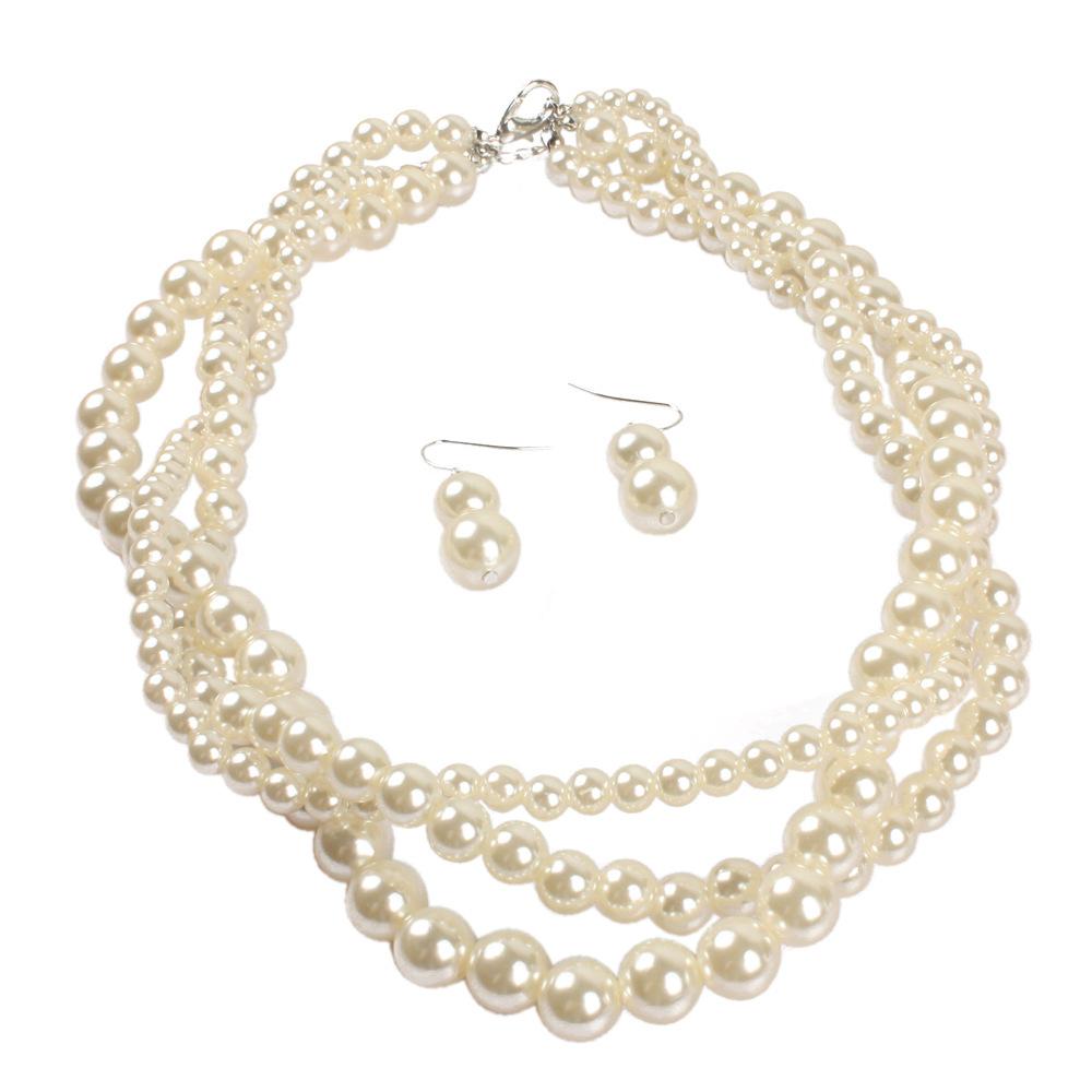 European and American sources of imitation pearl beaded jewelry, necklace simple atmosphere collarbone chain 8040