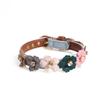 Practical Pet Dog Flower Rhinestone Collar Flower PU Chain Leather Small Medium Chihuahua Pug Cat Dog Collar Home Pet Supplies