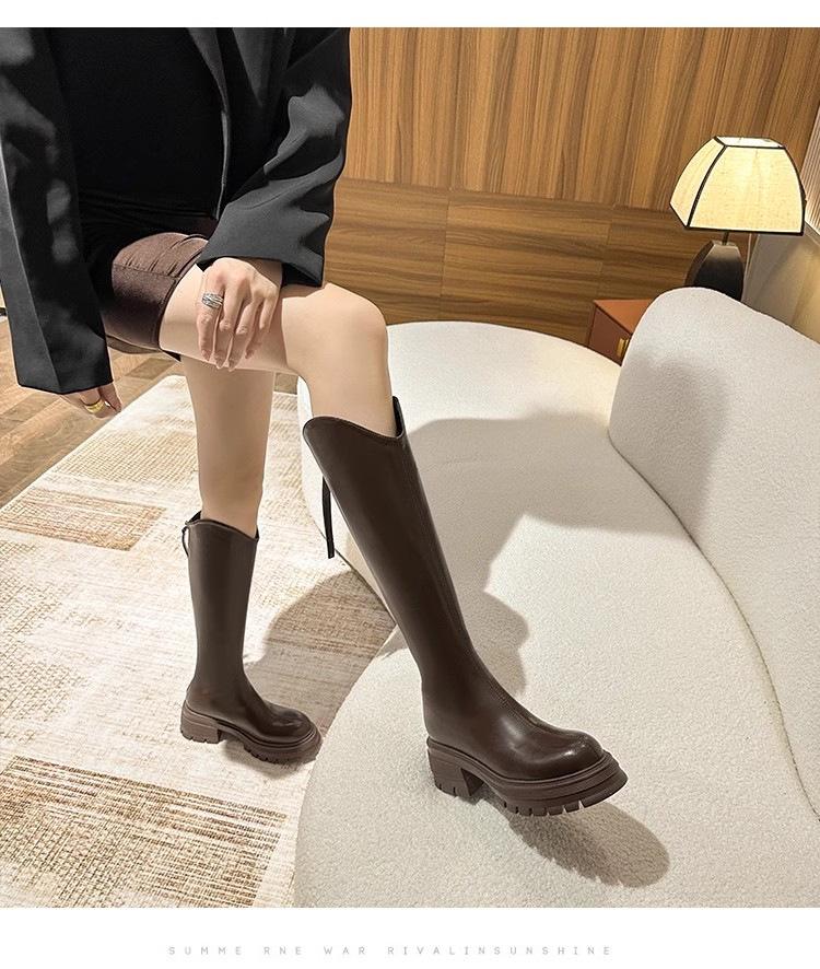 But knee knight boots long boots women's new platform Martin boots high 2025 autumn and winter v-mouth western boots