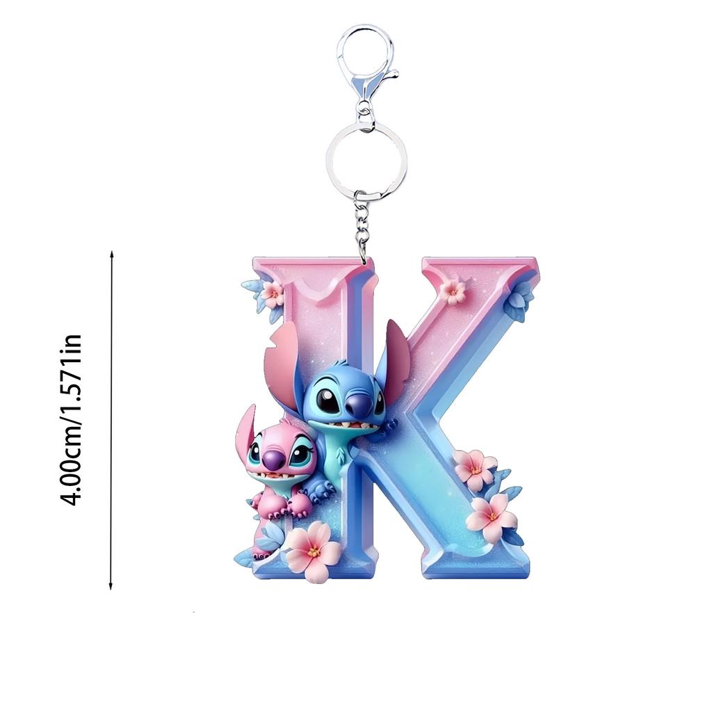 stitch acrylic cute keychain cartoon flat 2D stilt English letters ornament doll cartoon birthday gift halloween