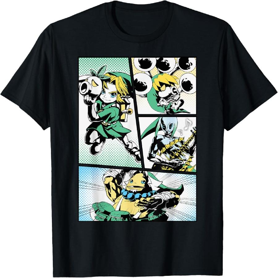 Nintendo Zelda Link Manga Comic Panels Graphic T-Shirt T-Shirt XXXXXL чёрный