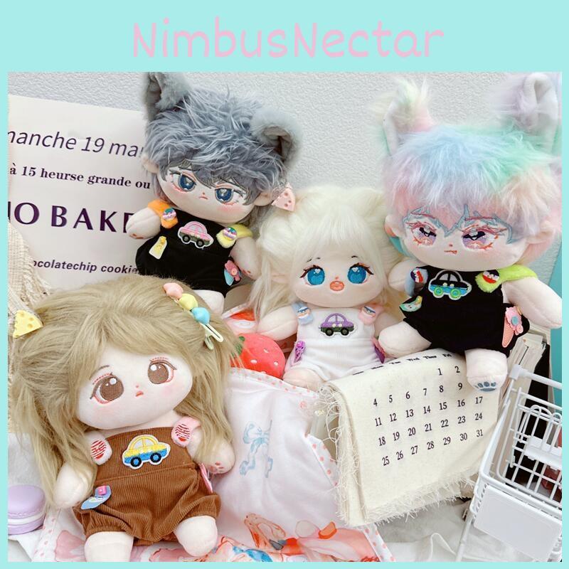 20cm Cotton Doll Plush Toy With Interchangeable Outfits White Car Overalls