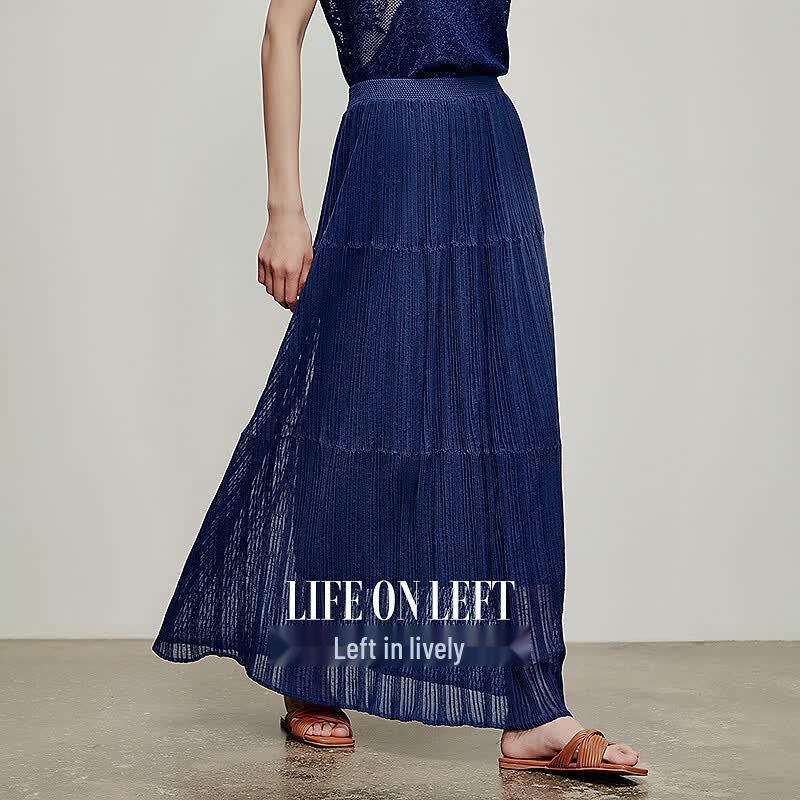 Women's Pleated Draped A-line Midi Skirt