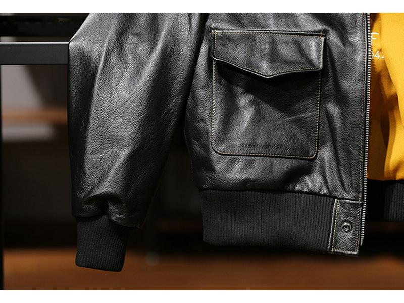 Męska kurtka lotnicza ze skóry naturalnej bydlęcej z klapą