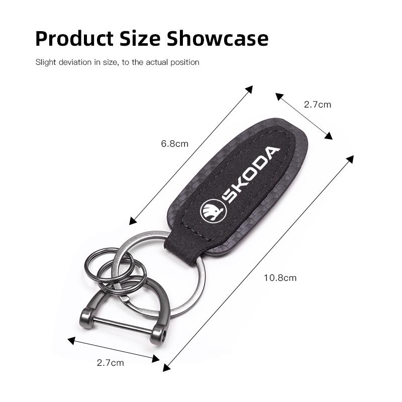 1Pcs Suede Leather Keychain Car Key Ring Accessories For Skoda Kylaq Elroq Kodiaq Octavia Enyaq Kamiq Scala Rapid Superb Karoq knzh54