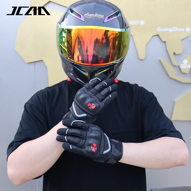 Full Finger Motorcycle Gloves Men Women - Sheepskin Leather Anti-Slip Shock Absorbing Breathable Outdoor Riding