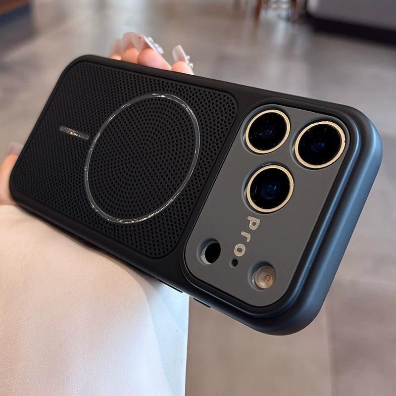 Applicable to iPhone17proMax mobile phone case contrasting color large window heat dissipation Apple 16 magnetic suction 15 all-inclusive  case