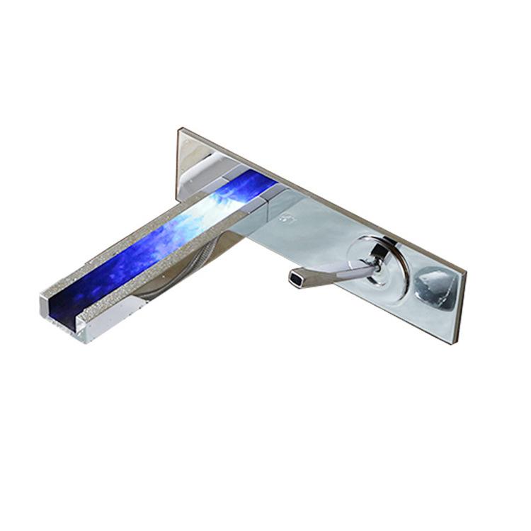 

Смеситель для раковины, встроенный светодиодный водопадный смеситель, матовый золотой смеситель для раковины, встраиваемый в стену смеситель для раковины, набор из цельного латунного крана