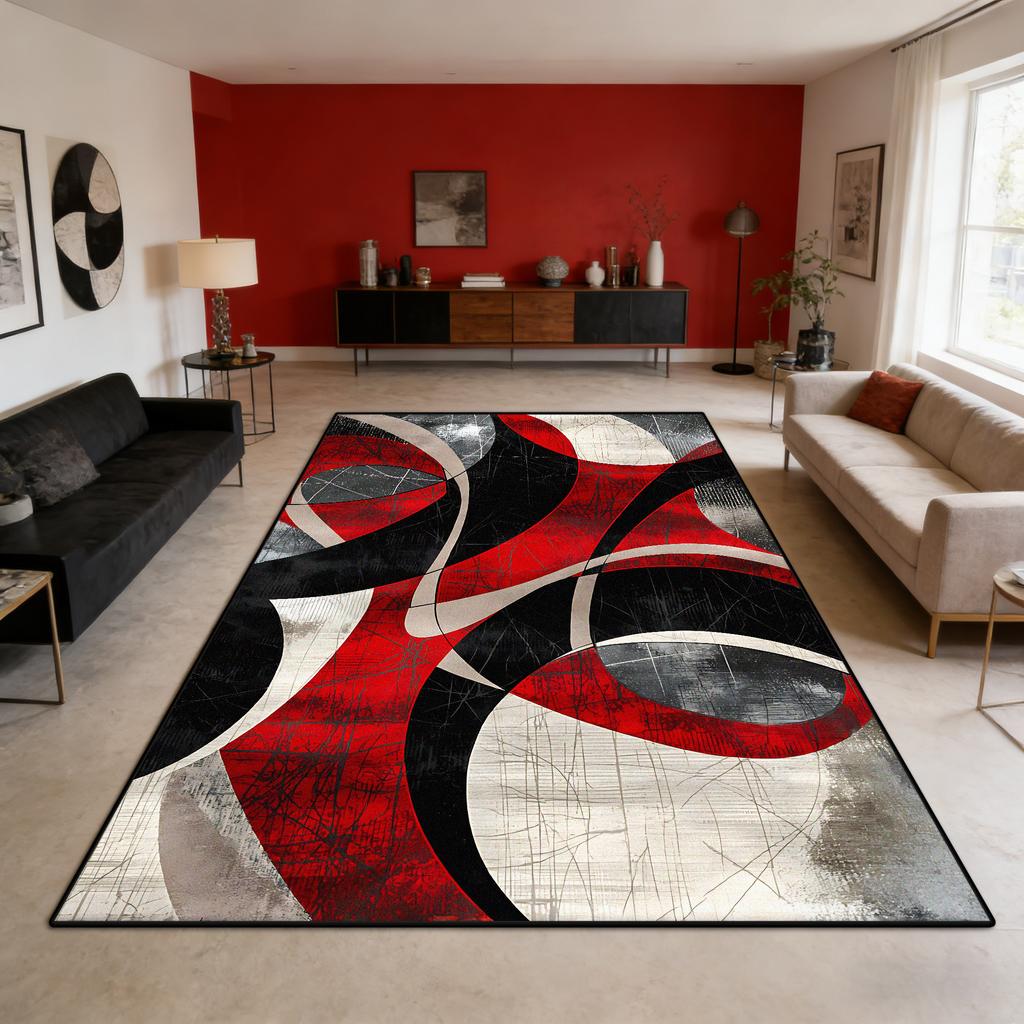 Nordic Abstract Style Large Living Room Carpet Flannel Non-slip Washable Sofa Decoration Rug Bedroom Cloakroom Fluffy Floor Mat
