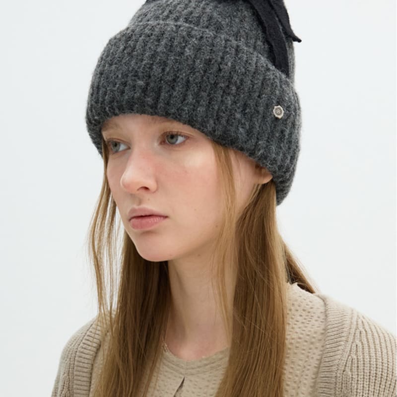 

Brown Hat Ribbon Detail Beanie - Grey GREY