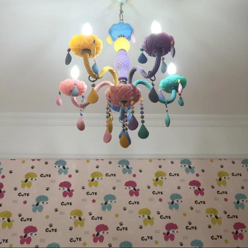Oeny European Style Rainbow Princess 6-Head Crystal Chandelier