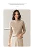 Women's Cashmere Knit Sweater: Retro Slim-Fit, Half-High Collar, Versatile Solid Color for Autumn & Winter.