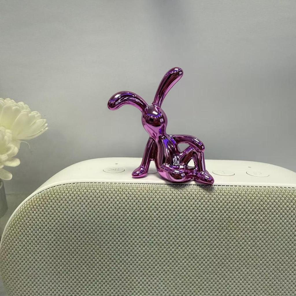 Premium Electroplated Long-Eared Rabbit Ornament for Living Room or Car Decor