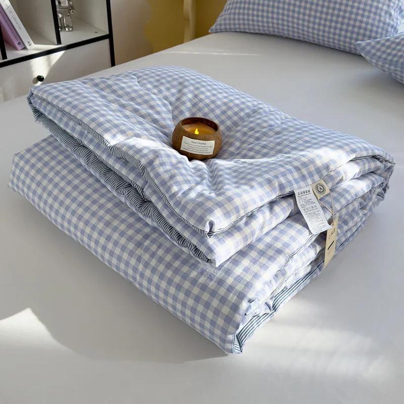 Green Plaid Summer Quilt High Quality Double-sided Summer Quilts Queen Bed Quilt Simple Luxury Comforter Thin Bed Cover Bedding