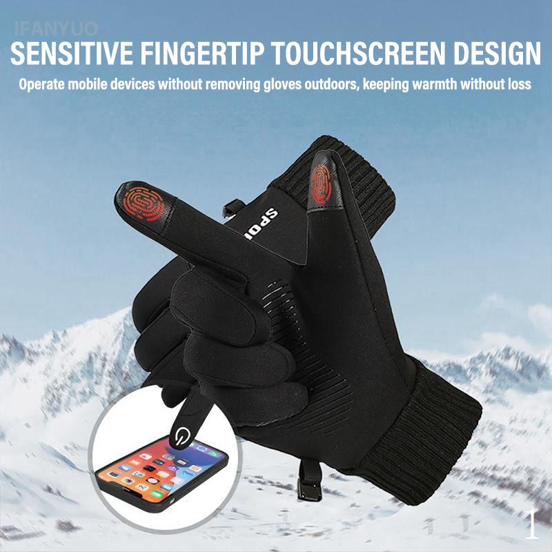 Winter Snow Warm Gloves Outdoor Cycling Full Finger TouchScreen Gloves Waterproof Fleece Gloves for Running Skiing Motorcycle