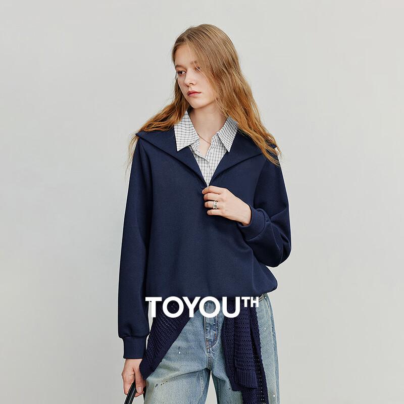 

Женский свитшот Chuyu в стиле колледж с двойным воротником, имитация двух частей S