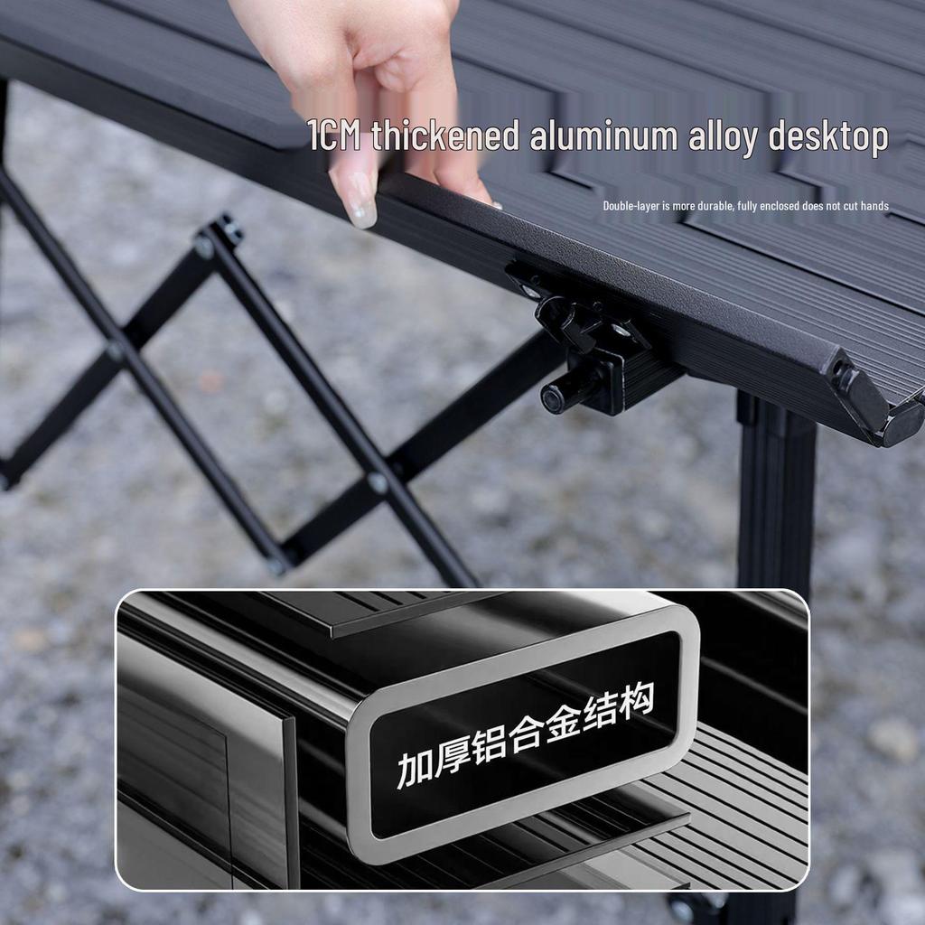 Aluminum Alloy Lift-up Egg Roll Table | Portable Folding Table for Outdoor Picnic and Camping