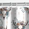 MEHOFOND Boho Western Cow Skull Shower Curtain - Bull Skull Flower Head - Farmhouse Country - Waterproof Fabric - 72x72 Inch